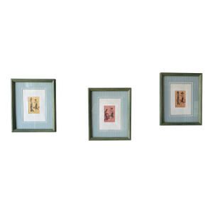 Vintage Framed Indian Miniature Style Prints – Set of 3
