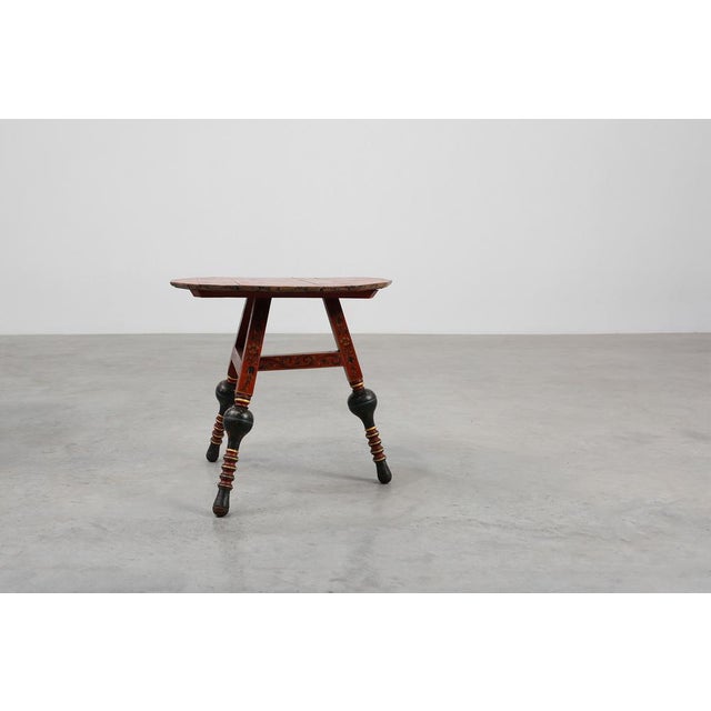 Wood Early 19th Century Hindeloopen Side Table, the Netherlands For Sale - Image 7 of 13