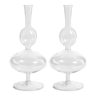 Lillee Double Glass Footed Vases, Set of 2 For Sale
