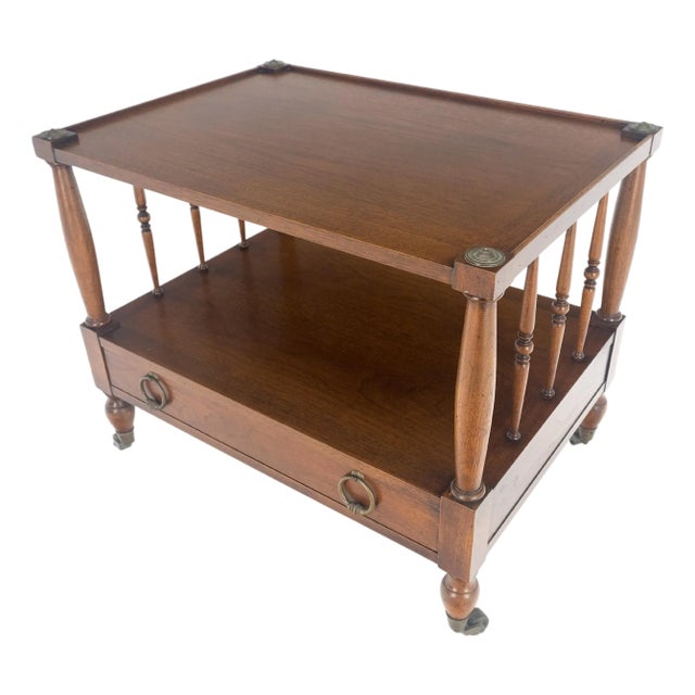 Henredon Heritage One Drawer Drop Ring Pulls Walnut End Table Nightstand For Sale