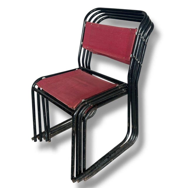 Black Tubular Metal Dining Chairs, 1960s, Set of 4 For Sale - Image 8 of 9