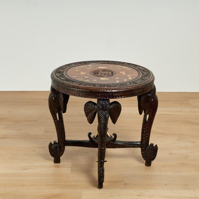 Antique Anglo Indian Inlaid and Carved Table or Stand For Sale - Image 12 of 17