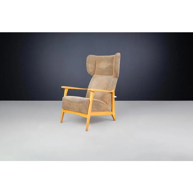 Mid-Century Modern Wingback Lounge Chair attributed to Krásná Jizba, Prague, 1960s For Sale - Image 4 of 10