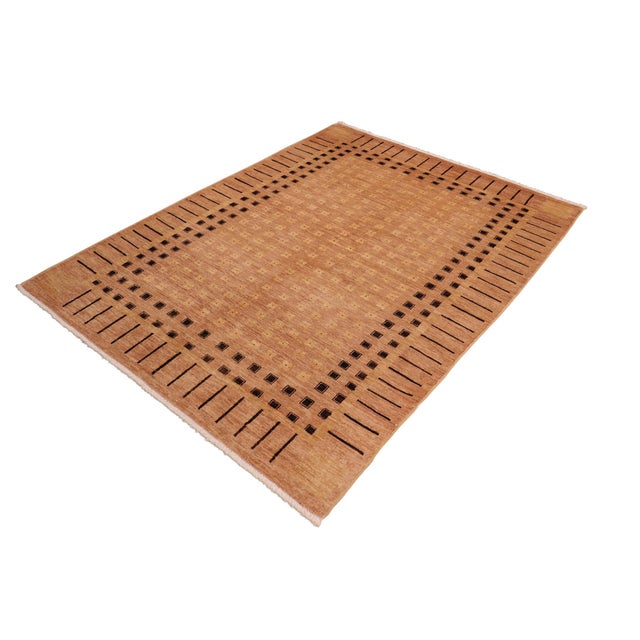 Boho Chic Boho Chic Ziegler Tan Black Hand-Knotted Wool Rug - 6'1'' X 8'8'' For Sale - Image 3 of 8