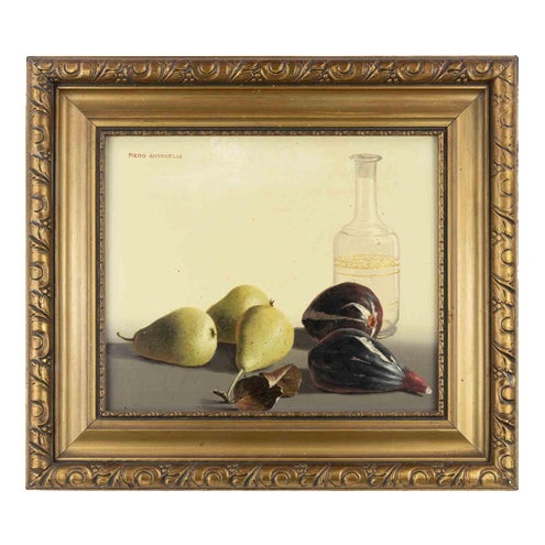 Piero Antonelli, Still Life with Peers, 1960s, Oil on Board, Framed For Sale