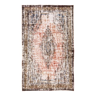 Vintage Mahal Handmade Medallion Motif Rust Distressed Oversize Wool Rug For Sale