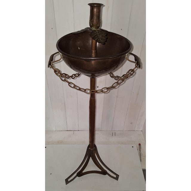 Antique Art Nouveau Standing Candlestick in Copper, 1900 For Sale - Image 3 of 8