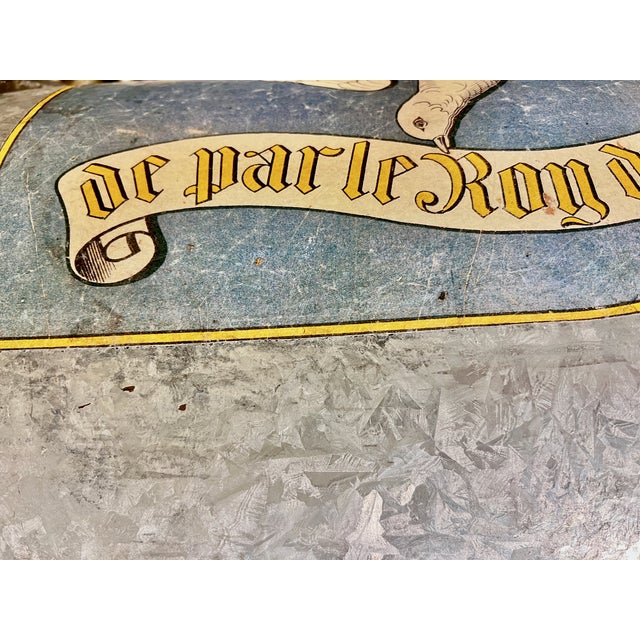 Vintage French Flying Dove Banner Galvanized Zinc Bucket For Sale In San Diego - Image 6 of 9