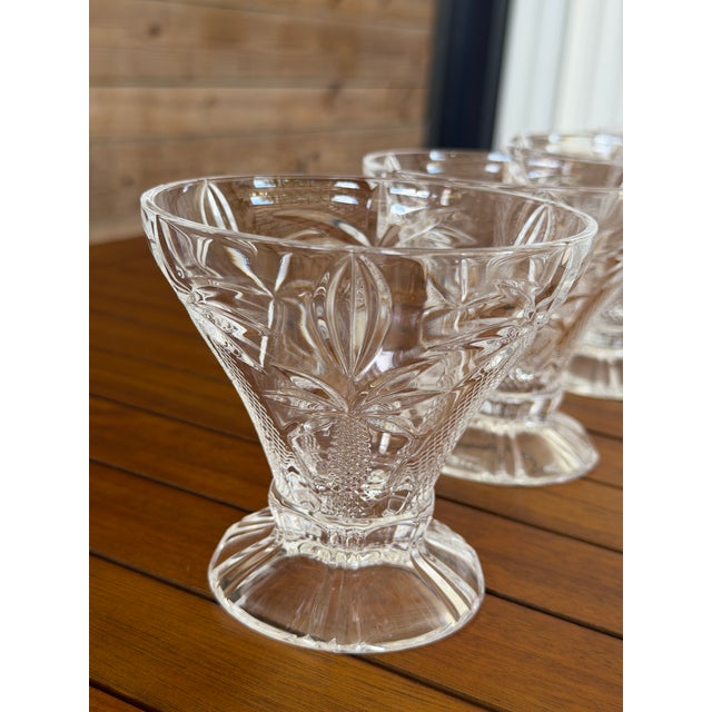 Late 20th Century Late 20th Century Godinger Crystal Palm Tree Ice Cream Dessert Bowls - Set of Four For Sale - Image 5 of 12
