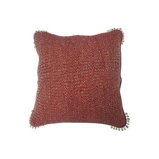 Antique Kantha Textile Pillow With Shells For Sale