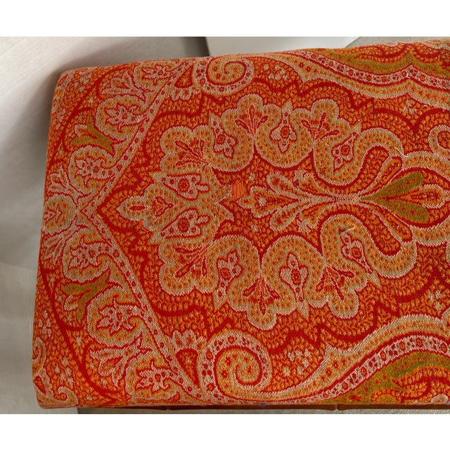 Wood Faux Bamboo Bench With 19Th. C. Cashmere Shawl For Sale - Image 7 of 12