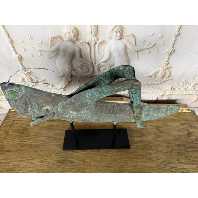 Vintage Verdigris Copper Grasshopper Sculpture For Sale - Image 10 of 14