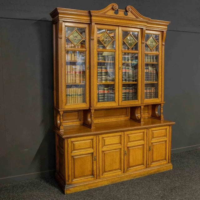 Edwardian Oak Bookcase For Sale - Image 3 of 11