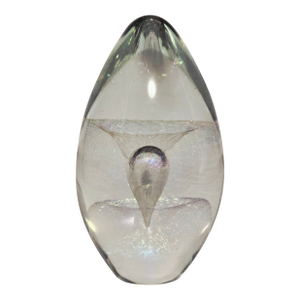 Robert Eickholt Studio Glass Egg Paperweight – Signed, Iridescent Teardrop Design