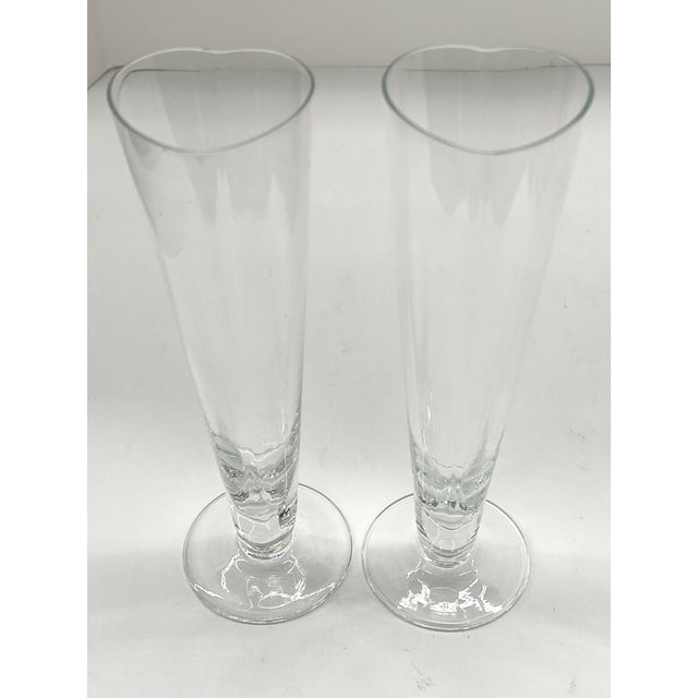 Set Of Vintage Heart Glass Couples Wedding Champagne Flutes $100 firm for the pair Add a little romance and modern style...