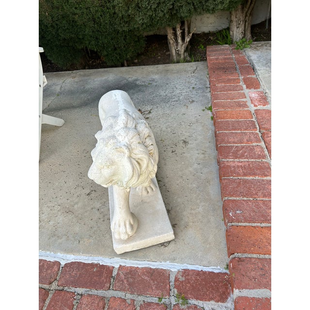 Stone 1930 Limestones Lion Statue - Set of 2 For Sale - Image 7 of 12
