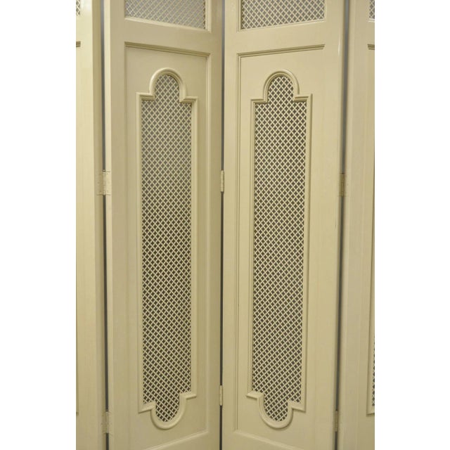 Wood Vintage LRG Hollywood Regency 92" Tall 6 Panel Bone Lacquer Room Divider Screen For Sale - Image 7 of 18