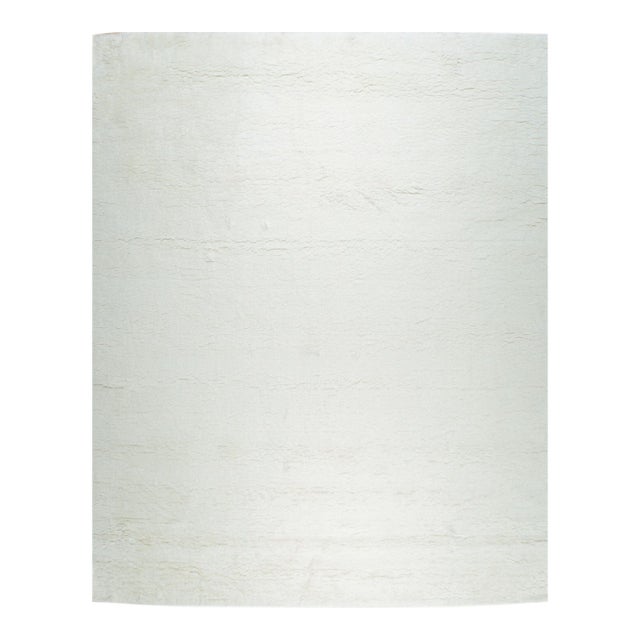 6x9 Willow Sarrah Ivory Solid Open Field Contemporary Handmade Wool Carpet Rug For Sale