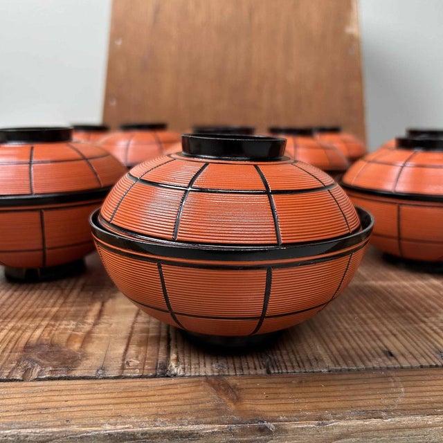 Lacquered Wooden Nuri Owan Serving Bowls, Japan, 1970s, Set of 10 For Sale - Image 15 of 18