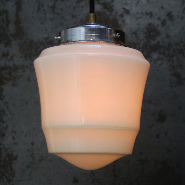 French Art Deco Green Clichy Glass Pendant Lamp For Sale - Image 4 of 8