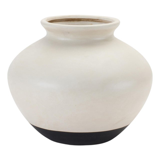 Two Tone Ceramic Vase 9"D For Sale
