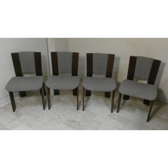 Postmodern Chairs in Wood and Tweed by Acerbis International, Italy 1980s, Set of 4 For Sale - Image 3 of 18