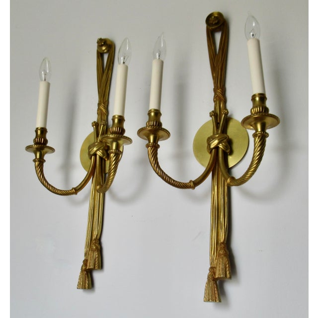 Vintage: French Late 19th. to Early 20th. Century, Louis XV!-Style Large Pair of Ormolu, Gilt Bronze and Chased Wall Light...