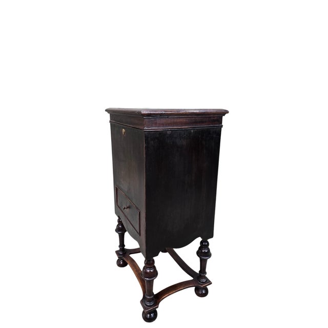 Antique English Mahogany Smoking Cabinet with Glass-Lined Humidor and Accessory Drawer A handsome antique English smoking...
