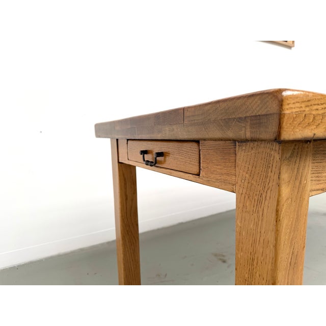 Oak Farmhouse Table with Square Legs and One Drawer, France, 1960s For Sale - Image 10 of 18