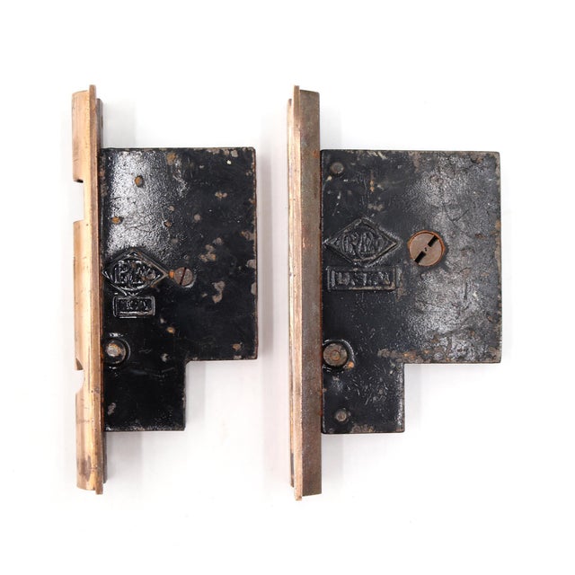 Traditional Antique Brass Pocket Double Door Set For Sale - Image 3 of 8