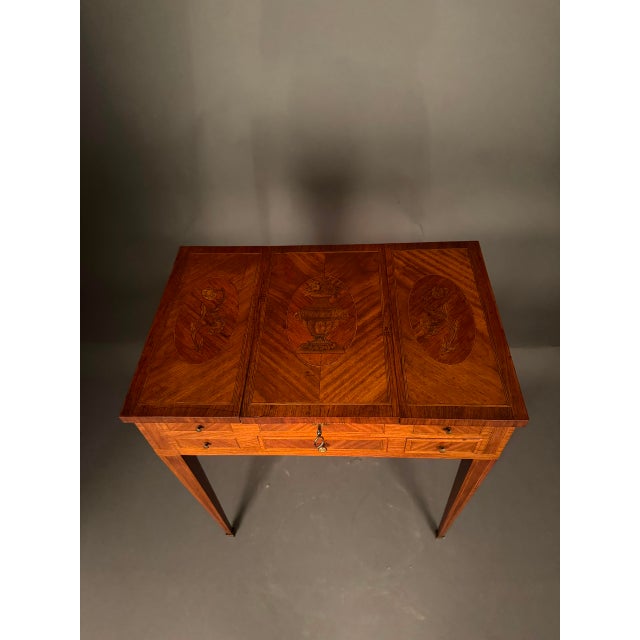 French 19th Century French Louis XVI Style Inlaid Mahogany Vanity With Mirror, Circa 1870 For Sale - Image 3 of 18