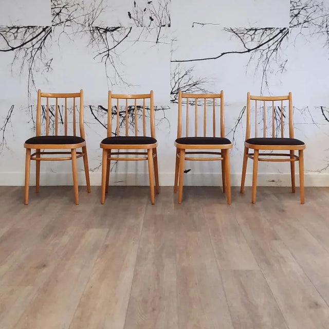 Spindle Back Chairs from Thonet, 1950s-1960s, Set of 4 For Sale - Image 13 of 13