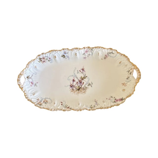 Antique Botanical Limoges Porcelain Berry Dessert Set Platter 8 Bowls Floral Gilt For Sale - Image 11 of 15