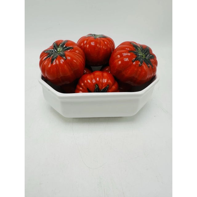 1980s Vintage Italian Ceramic Bowl of Tomatos For Sale - Image 5 of 6