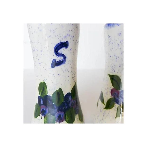 Farmhouse Maine Potters Blueberry Salt & Pepper Shakers - A Pair For Sale - Image 3 of 6