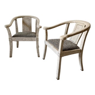 1970s Tessellated Tiled Marble Arm Chairs Pair For Sale