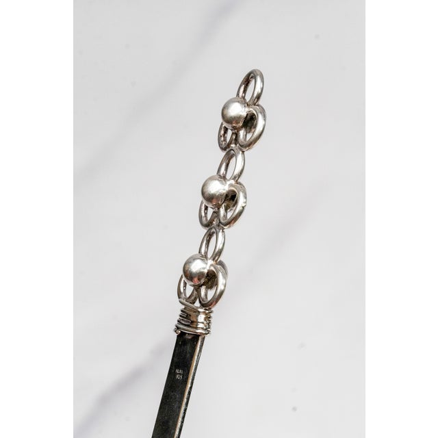 Handmade Vintage Sterling Silver 925 Luxury Desk Letter Opener Sculptural Openwork Floral Handle For Sale - Image 4 of 10