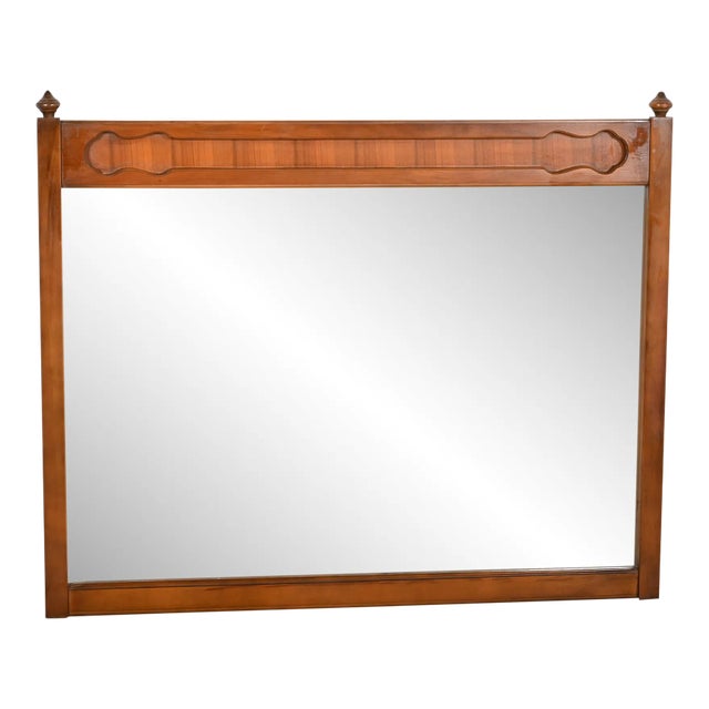 Mid-Century Modern Sculpted Walnut Framed Wall Mirror For Sale