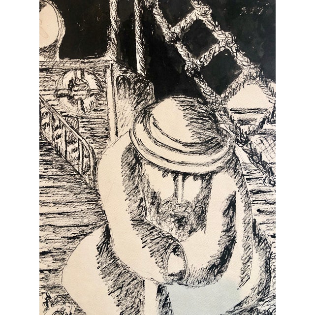 An ink drawing Judaic painting by modern artist Ben-Zion Weinman. It depicts a portrait of an old Jewish man. Coming over...