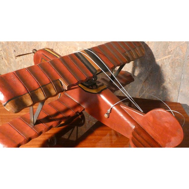 Wood Hand-Painted Wooden Francesco Baracca SPAD S.XIII Model Plane, Italy, 1940s For Sale - Image 7 of 18