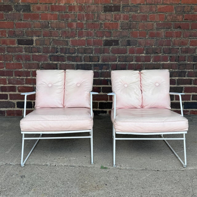 White Very Rare Salterini Pair of Lounge Chairs and Ottomans For Sale - Image 8 of 12