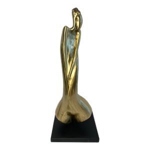 Tall Figurative Bronze Sculpture Attr. To Aharon Bezalel, Surrealist Nude Woman