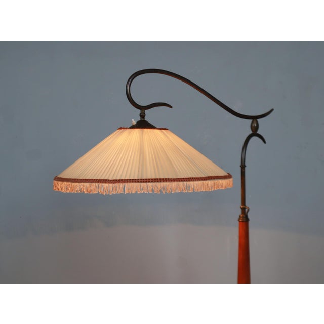 Brown Adjustable Floor Lamp in Brass & Cherry Wood from Osvaldo Borsani, 1950s For Sale - Image 8 of 12