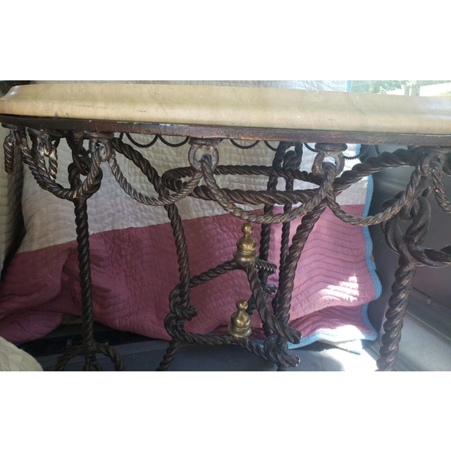 Modern 1980s Twisted Iron Base With Stone Top Accent Table For Sale - Image 3 of 12