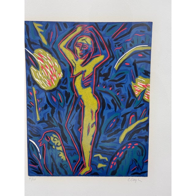 Printmaking Materials Carol Doyle "Yellow Dancer" Edition 4 of 20 + Signed For Sale - Image 7 of 12