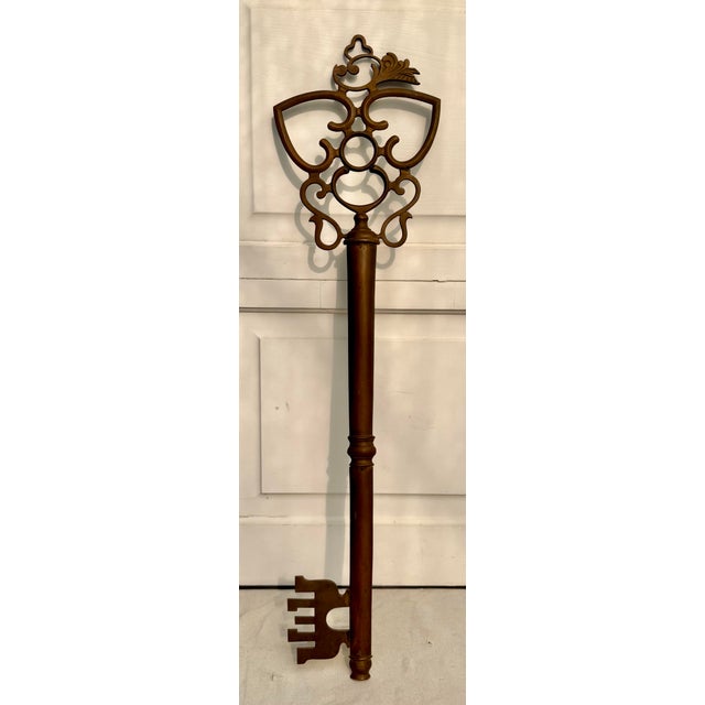 Metal Vintage Overscale Decorative Brass Skeleton Key Wall Sculpture For Sale - Image 7 of 10