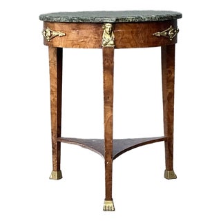 Vintage Ormolu Green Marble Side Table For Sale