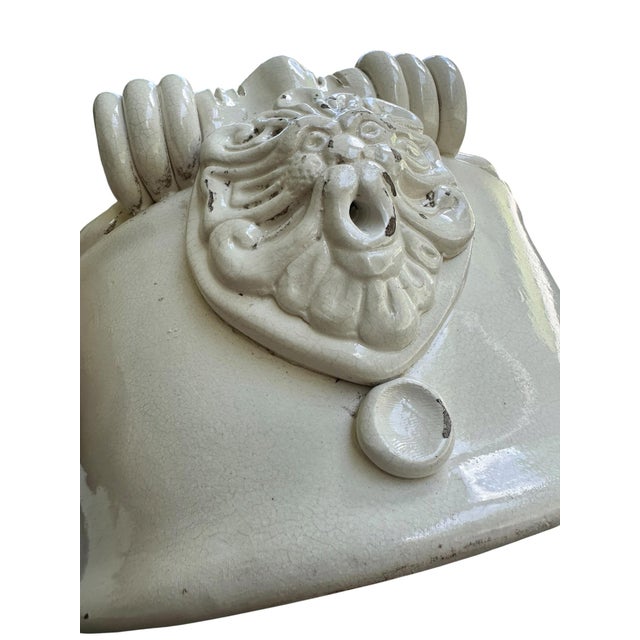2000 - 2009 Vintage Italian Majolica Lion Head Jardinière Footbath Planter With Mouth Opening, Florence Italy — Florence, Italy For Sale - Image 5 of 6