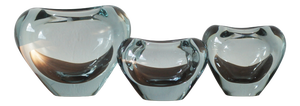 Blue Heart Vases by Per Lütken for Orrefors, Sweden, Set of 3