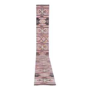 Vintage Striped Turkish Kilim Runner - Hallway Kilim 2'6'' X 24'5''